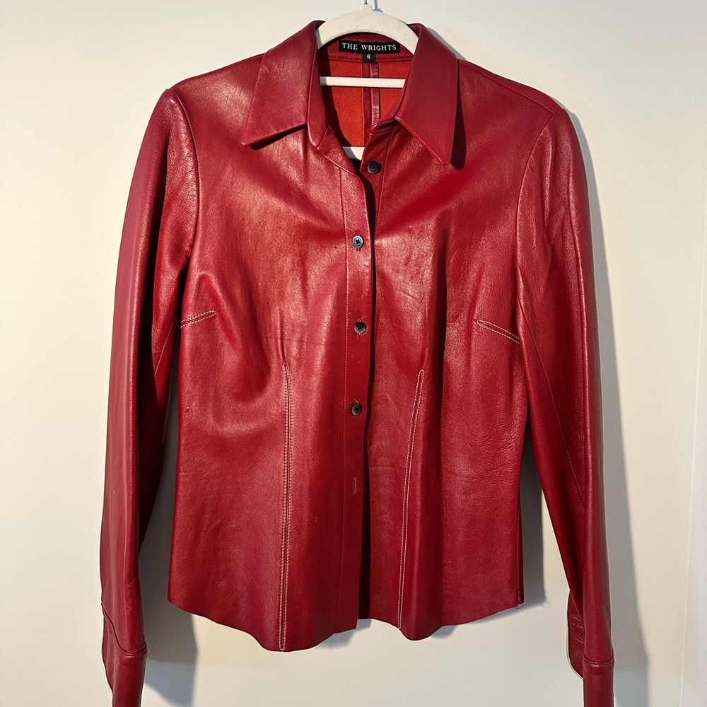 Vintage Leather Red Shirt Jacket